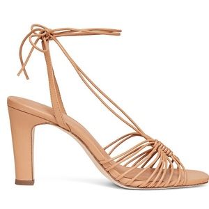 Loeffler Randal Nude Hallie Strappy Ankle Wrap Heeled Sandals. Size 8.5